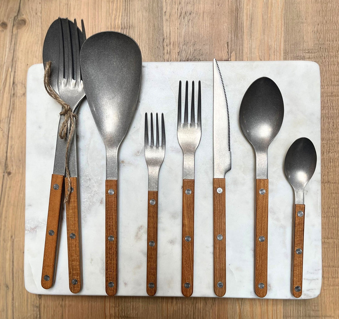 2 Bistrot Vintage ,Teak 5 piece place setting