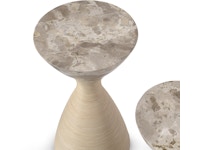 Ellory Leather and Stone Side Table/ Coffee Table