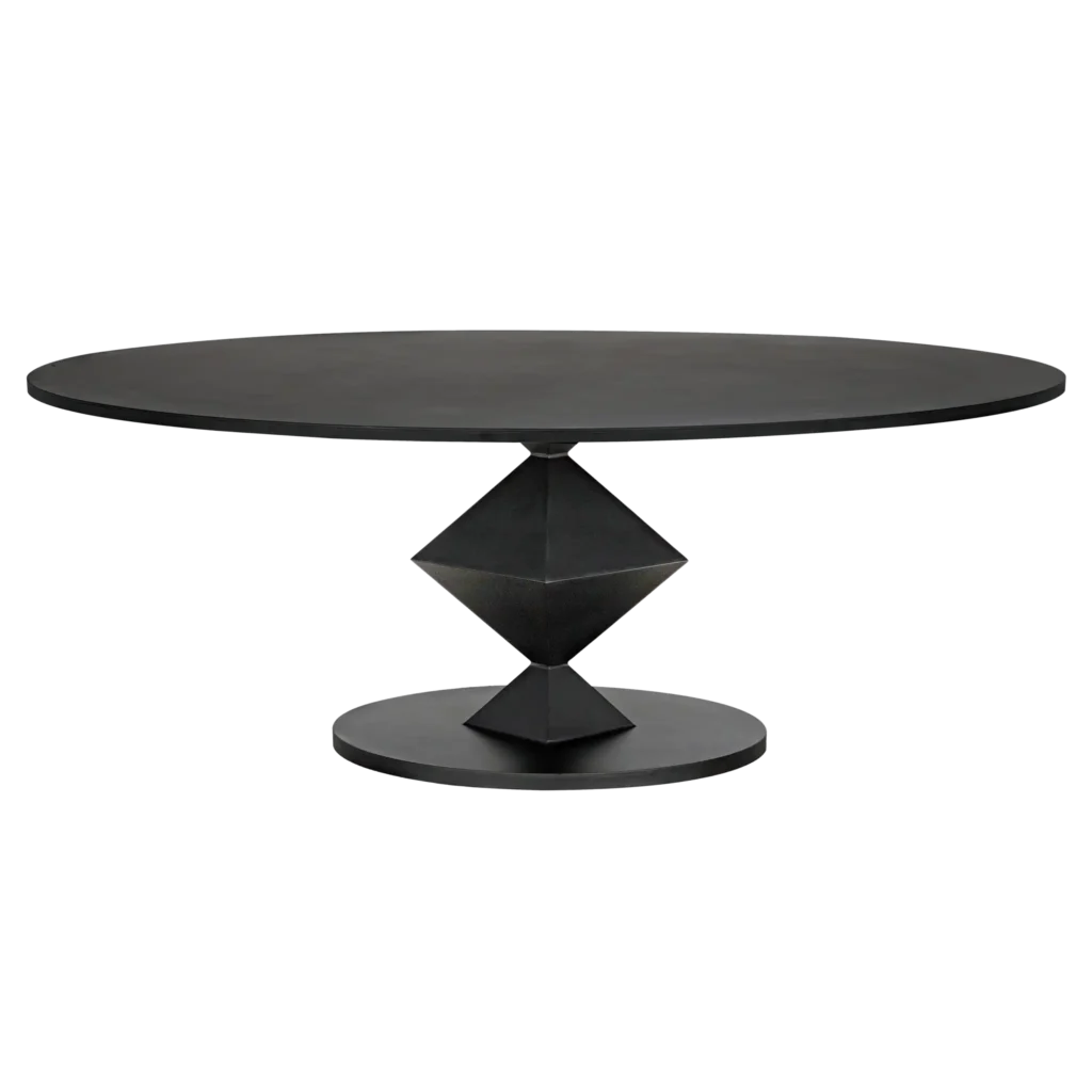 Katana Oval Dining Table, Black Metal