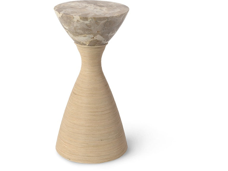 Ellory Leather and Stone Side Table/ Coffee Table