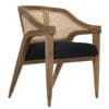 Chloe Chair, Teak, Caning, and Black Cotton