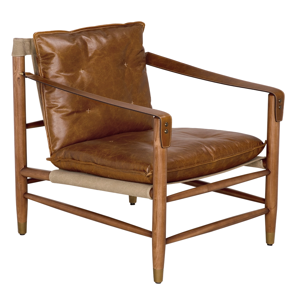 Luther Chair, Cuba Brown Leather w Canvas