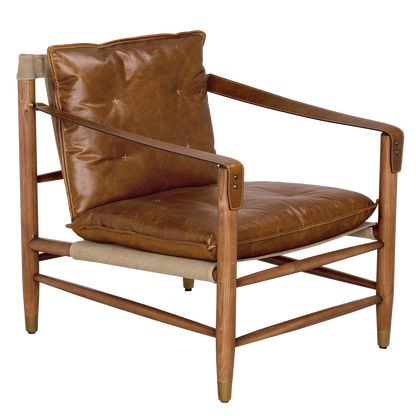 Luther Chair, Cuba Brown Leather w Canvas