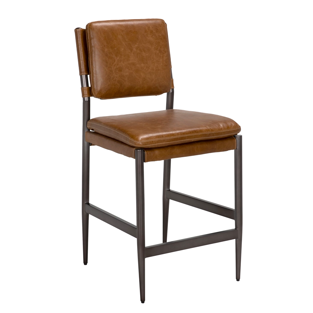 WOOSTER COUNTER CHAIR, Cuba Brown Leather